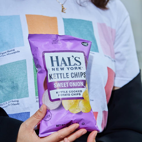 Hal's New York 2 Oz (Pack 6) Kettle Cooked Gluten Free Sweet Onion Flavored Potato Chip Crisps