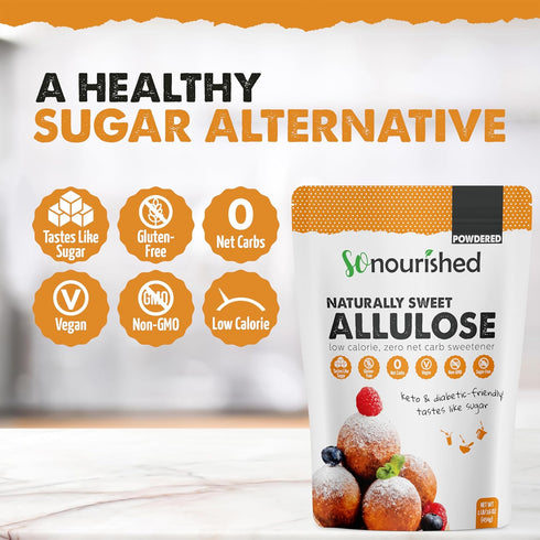 0 0 (5 lb 80 oz) So Nourished Allulose Sweetener Powdered - Keto Sugar Substitute - Calorie, Net Carb, Non-GMO /