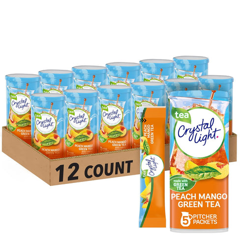 Crystal Light Peach Mango Green Tea Naturally Flavored Powdered Drink Mix, 60