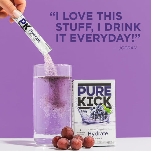 12 6 Packets 72 Packets PURE KICK Hydration Singles to Go Drink Mix, Concord Grape, Includes Boxes with in Each Box