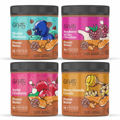 BNutty Fruit Lover's Peanut Butter | Gluten-Free, Natural Ingredients | Assorted Flavors,