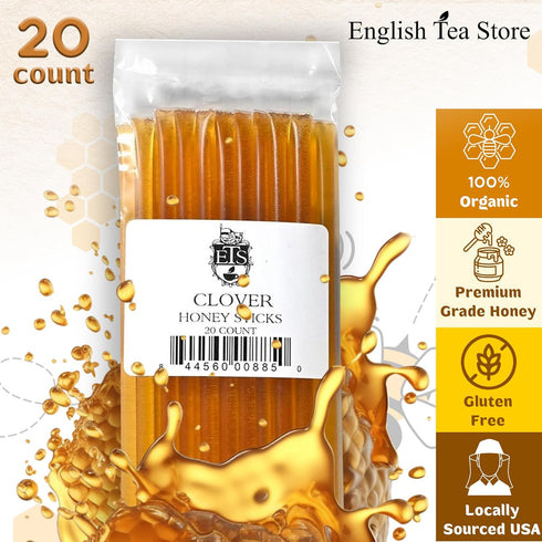 Store 20 Count English Tea Honey Sticks | All-Natural Honeystix With Gluten-Free Grade A Honey | Mini Honey Stick