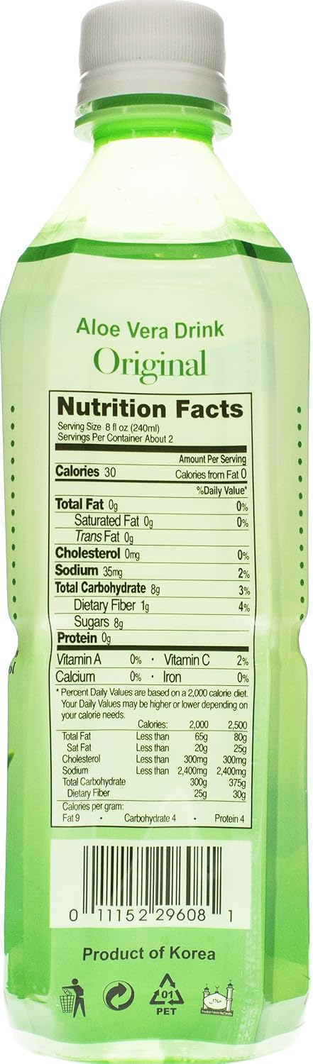 16.9 (Pack 20) Hapi Aloe Vera Drink, Original, Ounce