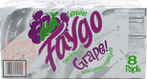 8-pack 12-fl. oz. (1) Diet Faygo Grape! flavored soda pop. cans in box