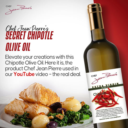 750ml(25oz) Chef Jean Pierre's Extra Virgin Chipotle Olive Oil - Glass Bottle - Naturally Infused with Sweet and Tangy