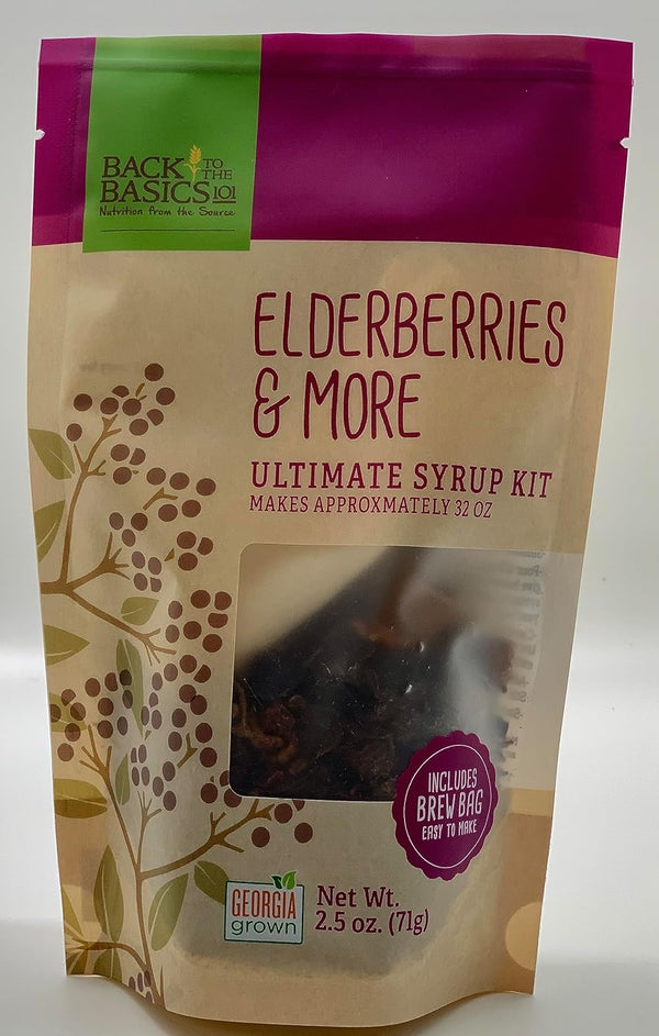 Elderberries & More Ultimate Syrup Mix - Makes Approx. 32 oz with Honey, Organic Dried Ingredients, Included Tea Bag