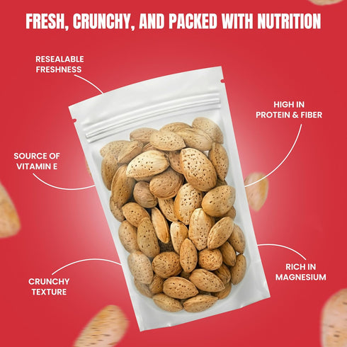 5 lbs (80oz) Jumbo California Almonds In Shell Premium Quality Kosher Raw Almonds By We Got Nuts - Natural & Healthy