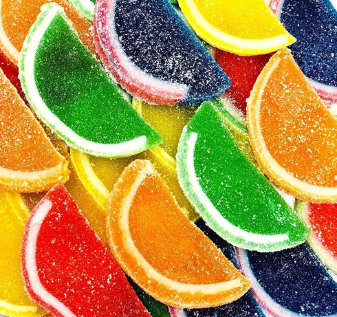 Rich&Richer 1 lb Assorted Fruit Slices Bag Orange, Lime, Watermelon, Cherry, Blue Raspberry & Lemon Flavour, Vegan