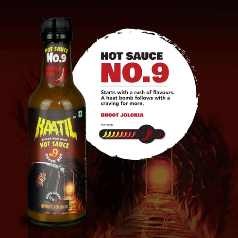 (3 Pack) Pack Set Kaatil Hot Sauce Mob Combo | Medium & Super Hot Sauce Variety | Made with Authentic Indian Chillies |