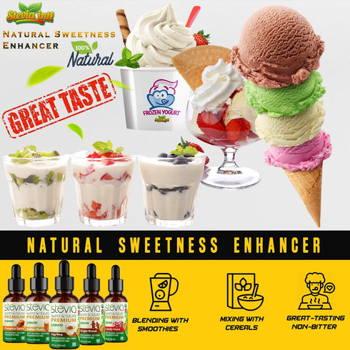 (Pack 5). 5 100% (1oz) Stevia Intl - Holiday & Seasonal Special of Premium Stevia Drops with Flavors in Glass Bottles.