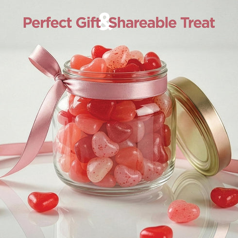 11 oz Valentines Day Candy Jelly Hearts Bag of Cherry, Strawberry & Watermelon Heart Shaped Jelly Candy Great