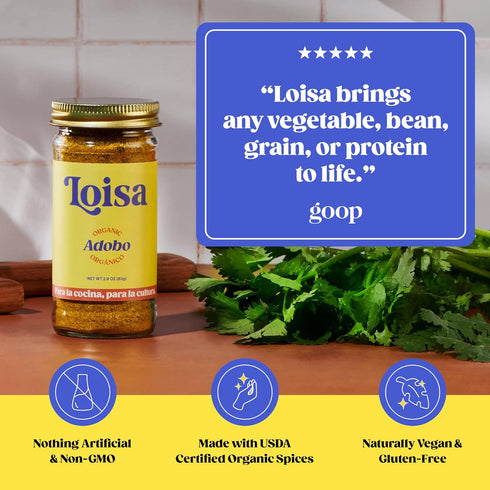 Loisa Adobo Seasoning, USDA Organic, Non-GMO, No-MSG, No Preservatives, 2.9oz, Pack of 1 (Adobo)