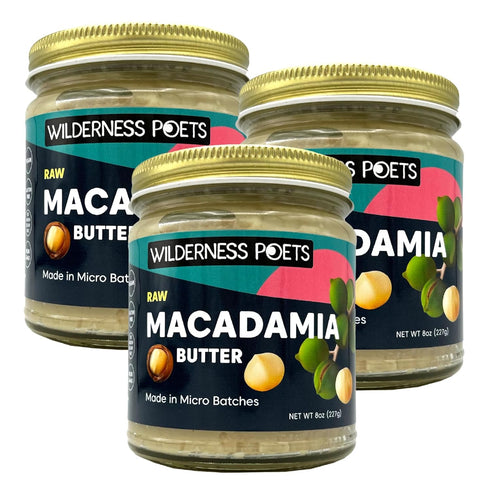 Wilderness Poets, Raw Macadamia Nut Butter - 3 Pack (8 Ounce Jars)