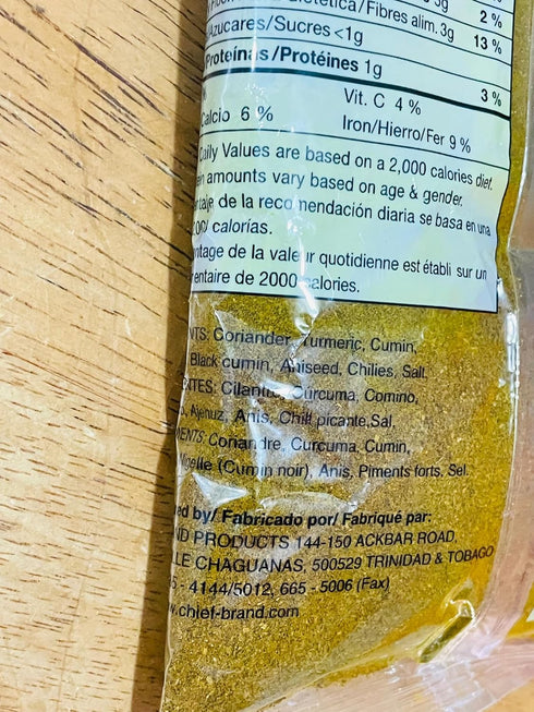 Chief Brand Products 230g (8 oz), CHIEF HOT & SPICY CURRY POWDER, DUCK AND GOAT BLEND MADE IN TRINIDAD & TOBAGO