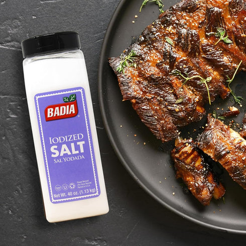 40 oz Badia Iodized Salt, Essential Kitchen Salt for Cooking, Baking, and Everyday Seasoning, Kosher