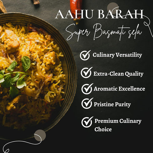 Aahu Barah 10lb Pack Basmati Sela Rice - Extra-Long Grain for Superior Culinary Delights