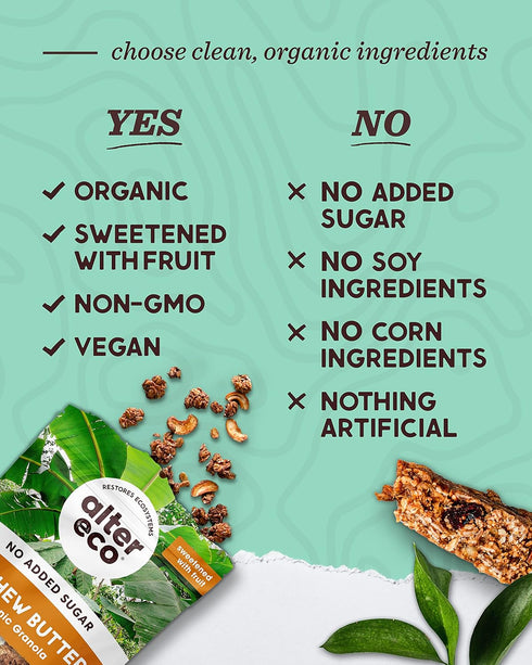 1 Pack) Alter Eco Cashew Butter Granola, Healthy, Organic Breakfast & Snack, Naturally Sweetened with Fruit, Vegan, No