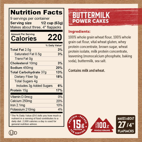 20 Oz, (Pack 6) Kodiak Cakes Protein Pancake Power Cakes, Flapjack and Waffle Baking Mix, Buttermilk