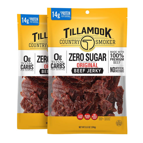 Tillamook Country Smoker Zero Sugar Original Keto Friendly Beef Jerky, 6.5 Ounce
