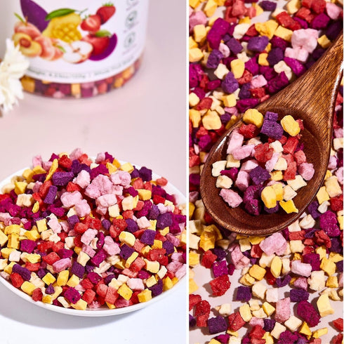 4.23oz(120g) Freeze Dried Mixed Fruit Snacks - Crunchy Dried Fruit Mix with Strawberry, Dragon Fruit, Purple Sweet