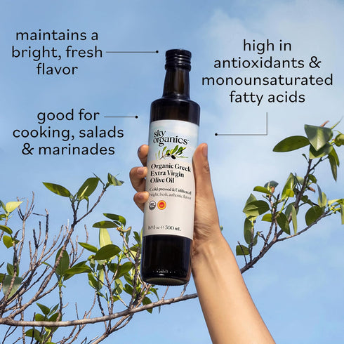 16.9 oz 100% Sky Organics - Organic Extra Virgin Olive Oil, fl - Cold Pressed & Unfiltered - Bright, Fresh, Authentic