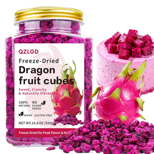 QZLGD Freeze-Dried Dragon Fruit, 19.40Z/550g, Freeze-Dried Fruit, Dragon Frui-t Snacks, No Sugar Added,