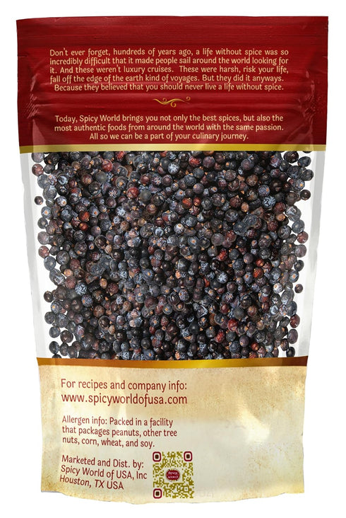 Spicy World 14 Juniper Berries Whole Ounce Bag- Pure - Great for Cooking, Drinks, Tea & More!