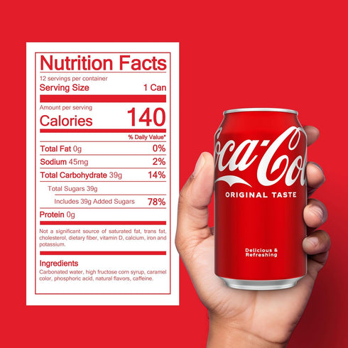 Pack 12 oz 12 Pack Coca-Cola Fridge Soda Soft Drink, fl Cans, - Classic Cola Soda Cans