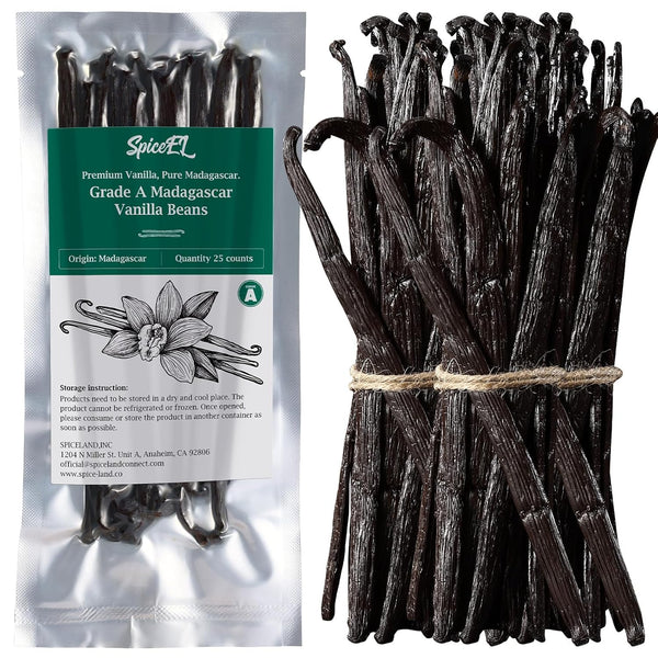SPICEEL Madagascar Vanilla Beans Grade A Vanilla Pods for Making Extract, Whole