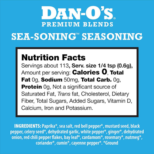 2.4 oz 2 Pack, Dan-O's SEA-soning Seasoning, Bottle, All-Purpose Seasoning for Fish, Shrimp, Seafood, Chicken & More