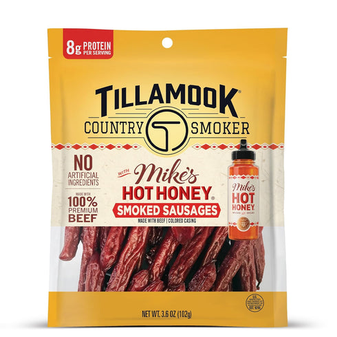 Tillamook Country Smoker Beef Smoked Sausages, Mike's Hot Honey, 3.6 Ounce, Real