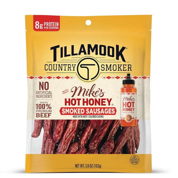 Tillamook Country Smoker Beef Smoked Sausages, Mike's Hot Honey, 3.6 Ounce, Real