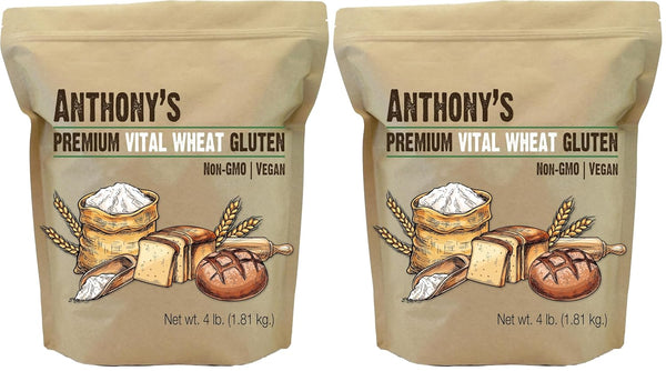 Anthony's Vital Wheat Gluten, 4 lb, Vegan, Non GMO, Keto Friendly, Low