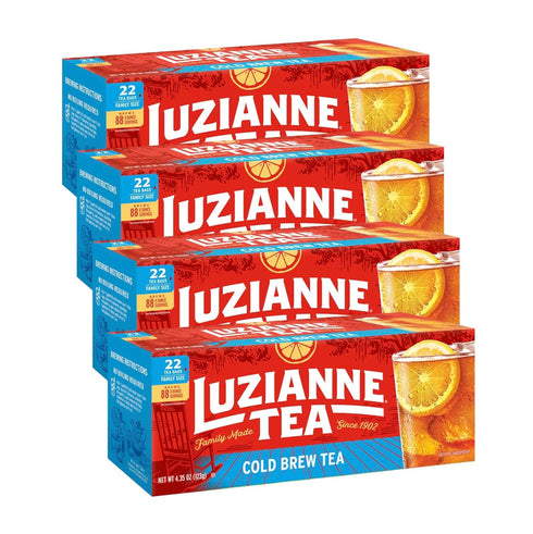 Luzianne Unsweetened Cold Brew Black Iced Tea Bags, Family Size, 22ct Box