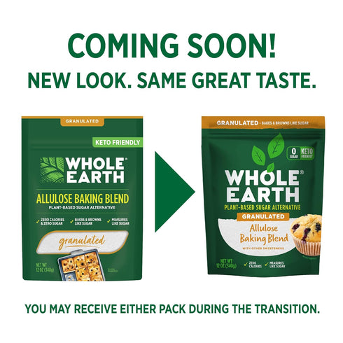 Whole Earth Sweetener Co. Allulose Baking Blend, Granulated Plant-Based Sugar Alternative, 12 Ounces, 0.75 Pound