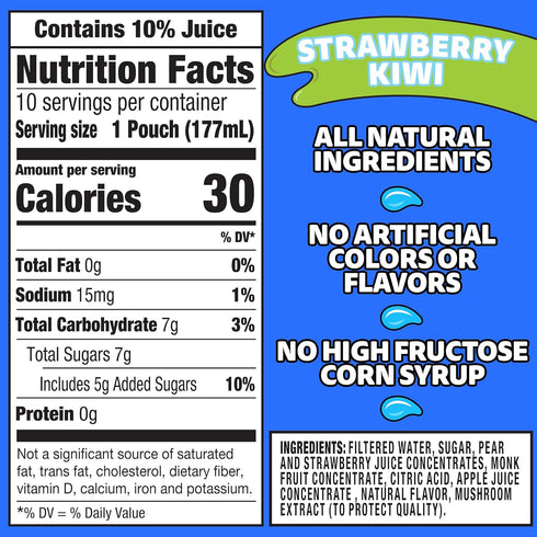 (30 6 oz (Pack 2) Capri Sun Strawberry Kiwi Naturally Flavored Juice Drink Blend ct Box, fl Pouches)