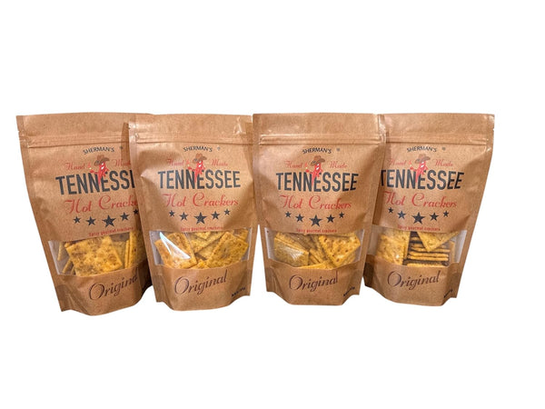 Sherman's Tennessee Hot Crackers, Original. 4 pack. (6oz each), Spicy Snack Crackers.