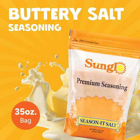 35oz Sunglo Season-It Buttery Salt, Popcorn Salt Resealable Bag, Movie Theater Popcorn Salt, Diacetyl-Free, Gluten