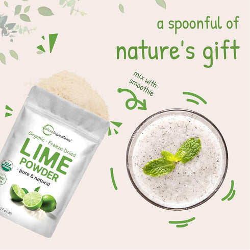 1.5lbs Organic Freeze-Dried Lime Powder, | Raw Lime Juice Flavor, Sugar Free Drink Mix, Rich in Vitamin C | Water