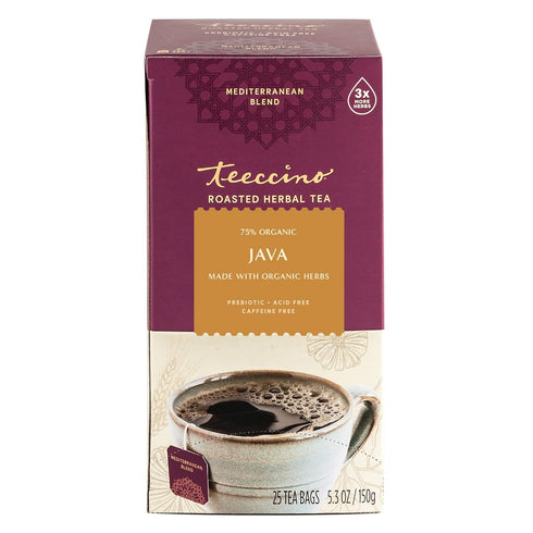 Teeccino Java Herbal Tea - Caffeine Free & Prebiotic Rich Herbal Tea, 25 Tea Bags