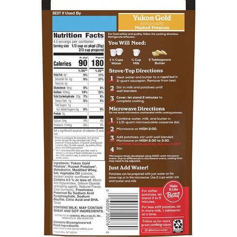 4 (Pack 8) Betty Crocker Yukon Gold Mashed Potatoes, ounces