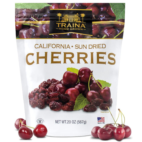 Traina Home Grown California Sun Dried Bing Cherries - Healthy & Non-GMO,