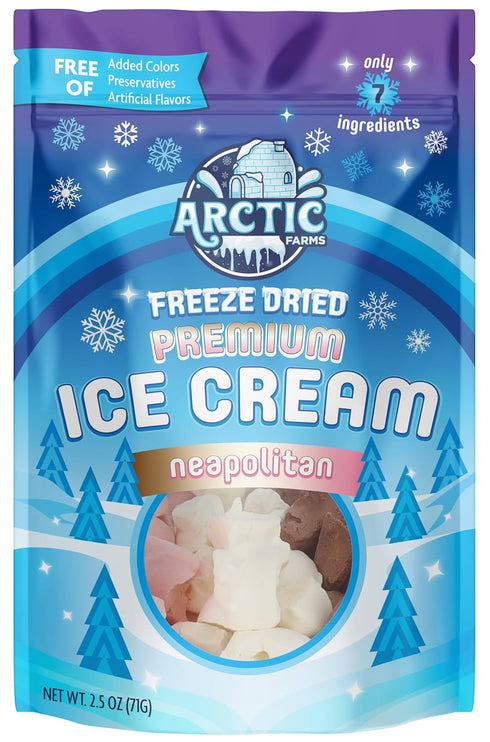 (7 (2.5oz, Arctic Farms Freeze Dried Premium Ice Cream That Does Not Melt Ingredients) Neapolitan)
