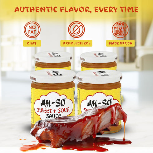 4 Pack (4 11 oz Ah-So Sweet & Sour Sauce Jars) | Classic Sweet-Tangy Dipping Sauce for Egg Rolls & Appetizers; Great