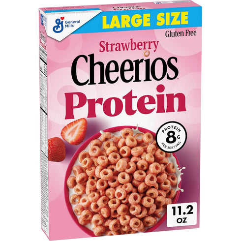 Cheerios Protein Cereal, Strawberry, 8g Protein, Large Size, 11.2 oz