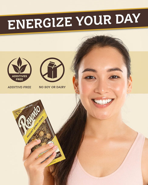 2.12 oz, Pack 1 Rawmio Hazelnut Quinoa Crunch Bark - Vegan Chocolate Bars