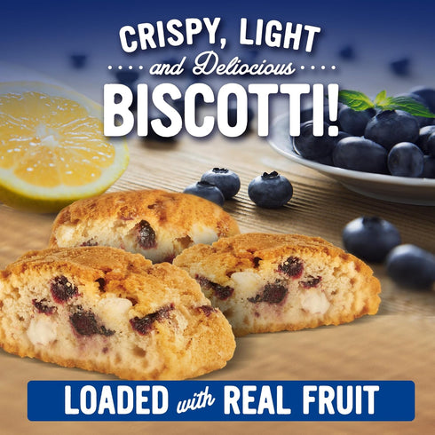 Cooper Street Twice Baked Lemon Blueberry Biscotti Cookies - Light and Crispy Italian Snacks, 5oz