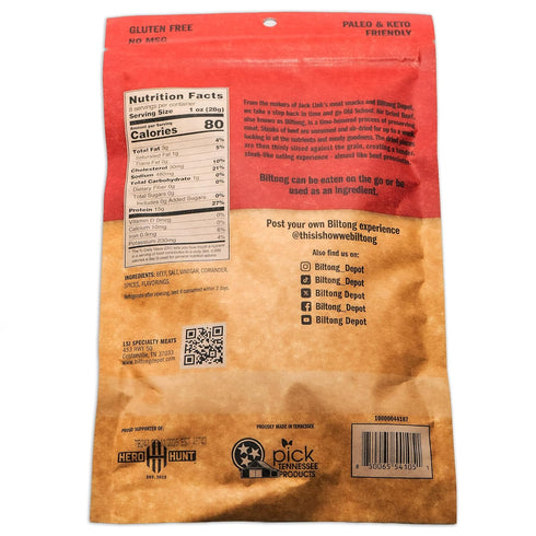 8oz Biltong Depot Original Beef Biltong Slices with Fat | Air-Dried Beef Jerky Snack | High Protein | Zero Sugar | Keto