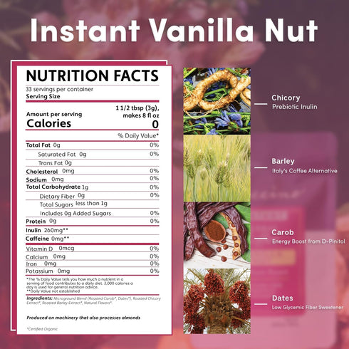 Organic Vanilla Nut Herbal Coffee Instant Blend by Teeccino