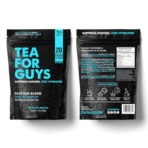 Tea For Guys Inc. 20 Tea For Guys: Fasting Tea Strong Herbal Blend for Focus, Grit, and Control | Biodegradable Tea